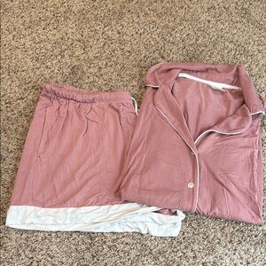Soma Pink Pajama Set with White Trim